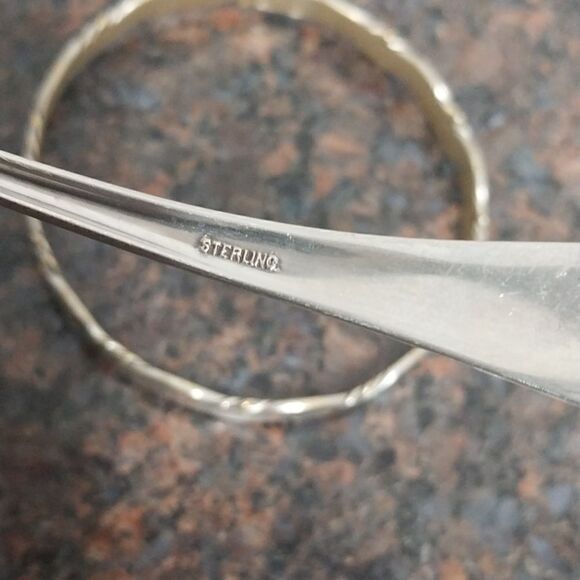 Vintage Sterling Cream Ladle and Taxco Sterling Bangle Bracelet. - Picture 3 of 9
